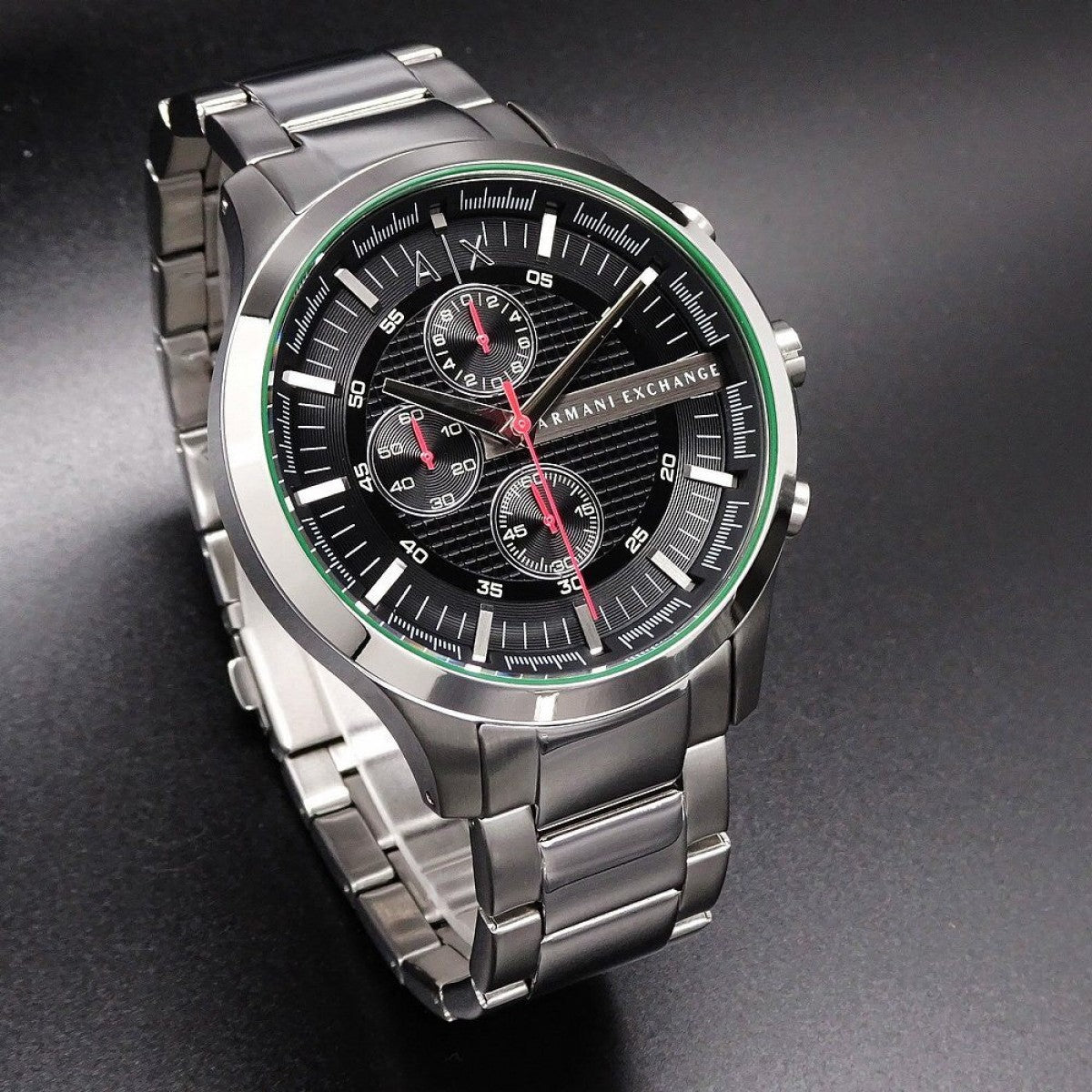 Armani Exchange Hampton AX2163 Men's Chronograph Watch – Black Dial with Silver Stainless Steel Strap