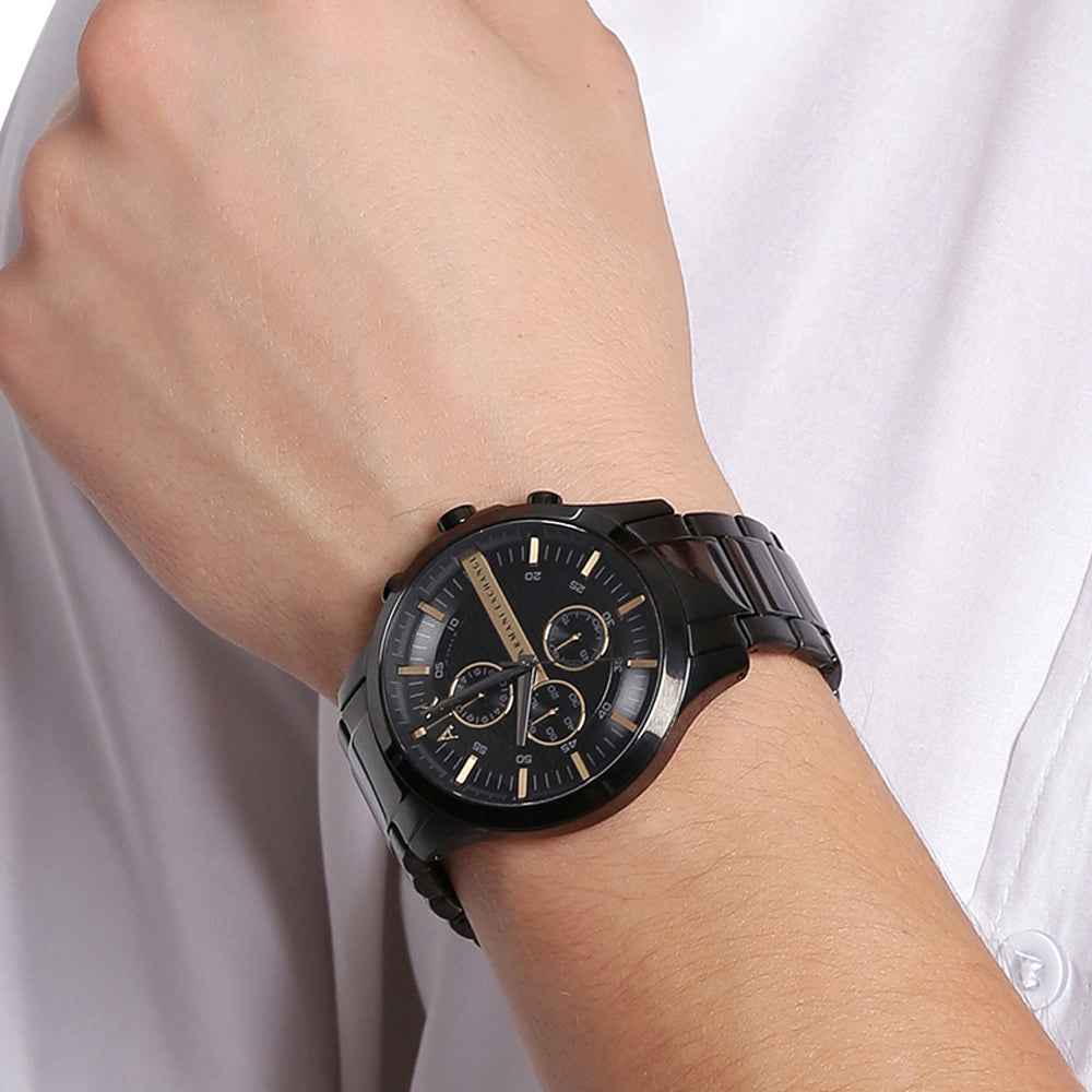 Armani Exchange Hampton AX2164 Men's Chronograph Watch – Black Dial with Black Stainless Steel Strap