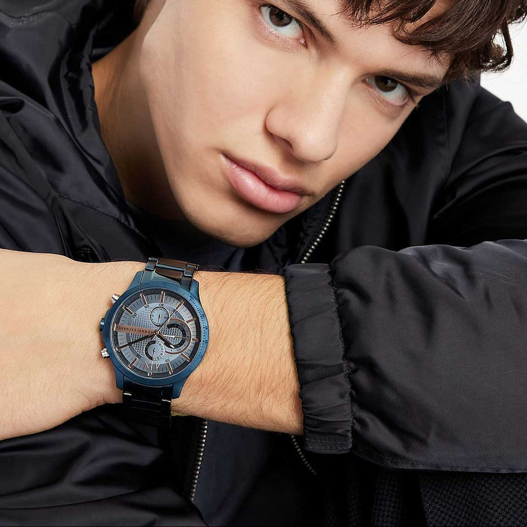 Armani Exchange Hampton AX2430 Men's Chronograph Watch – Blue Dial with Blue Stainless Steel Strap