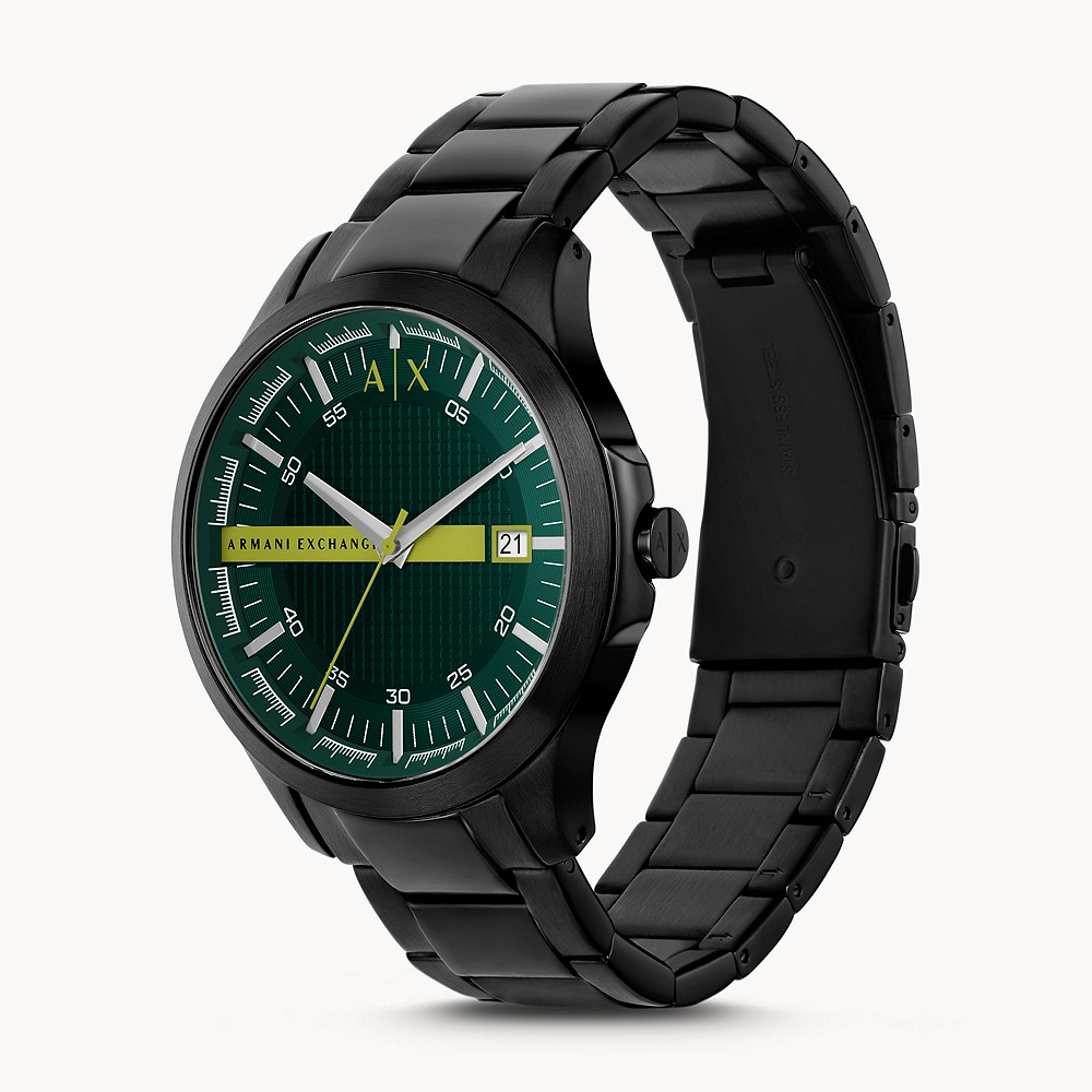 Armani Exchange Hampton AX2407 Men's Watch – Sleek Black Dial with Black Stainless Steel Bracelet