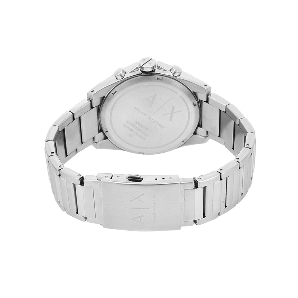Armani Exchange Drexler AX2600 Men's Chronograph Watch – Black Dial with Silver Stainless Steel Strap