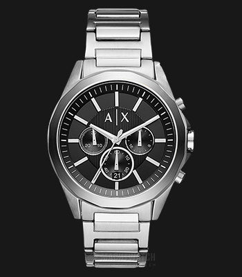 Armani Exchange Drexler AX2600 Men's Chronograph Watch – Black Dial with Silver Stainless Steel Strap