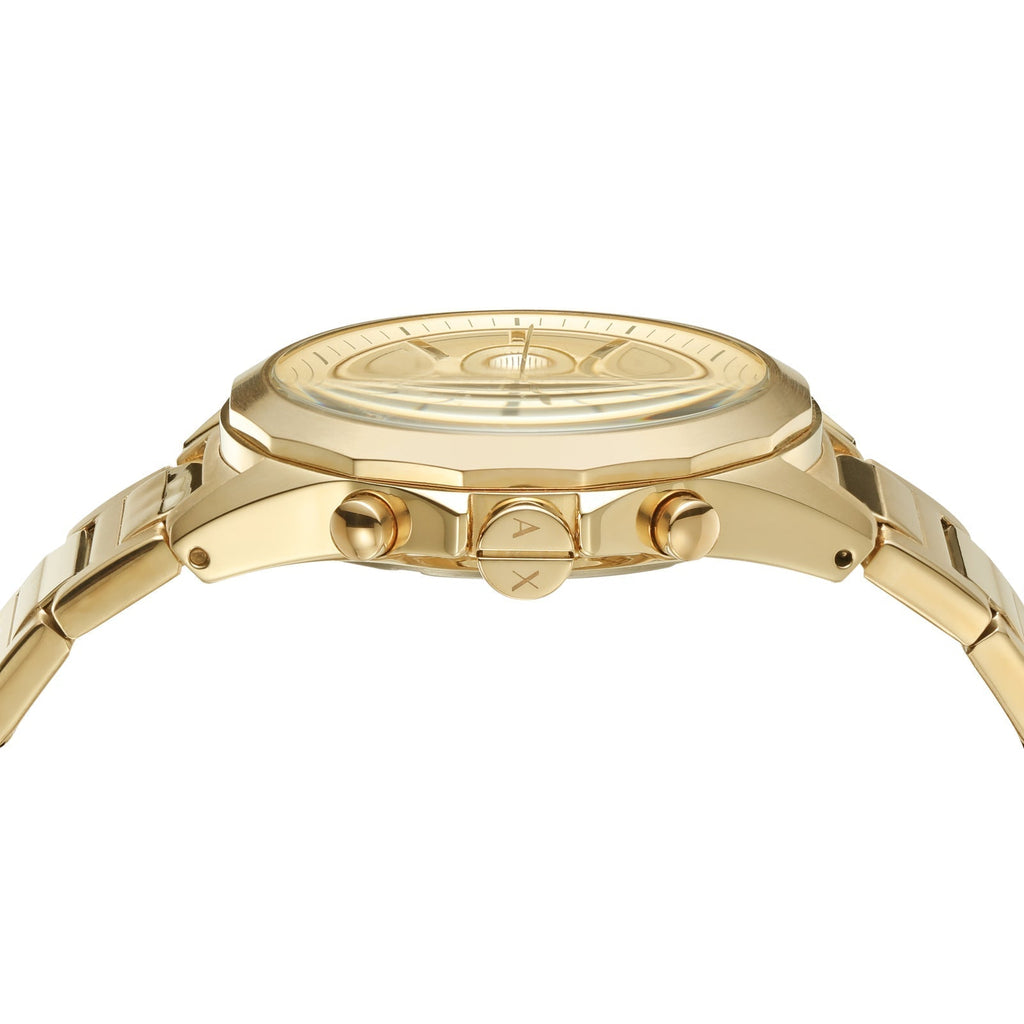 Armani Exchange Drexler AX2602 Men's Chronograph Watch – Gold Dial with Gold Stainless Steel Strap