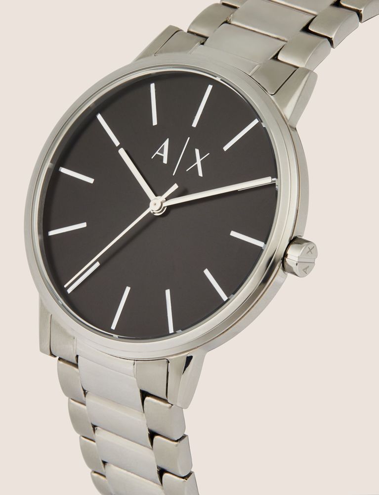 Armani Exchange Cayde AX2700 Men's Analog Watch – Black Dial with Silver Stainless Steel Bracelet