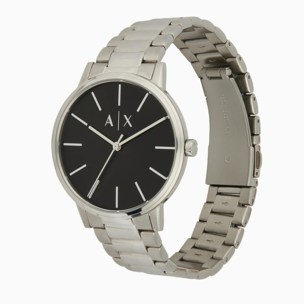 Armani Exchange Cayde AX2700 Men's Analog Watch – Black Dial with Silver Stainless Steel Bracelet