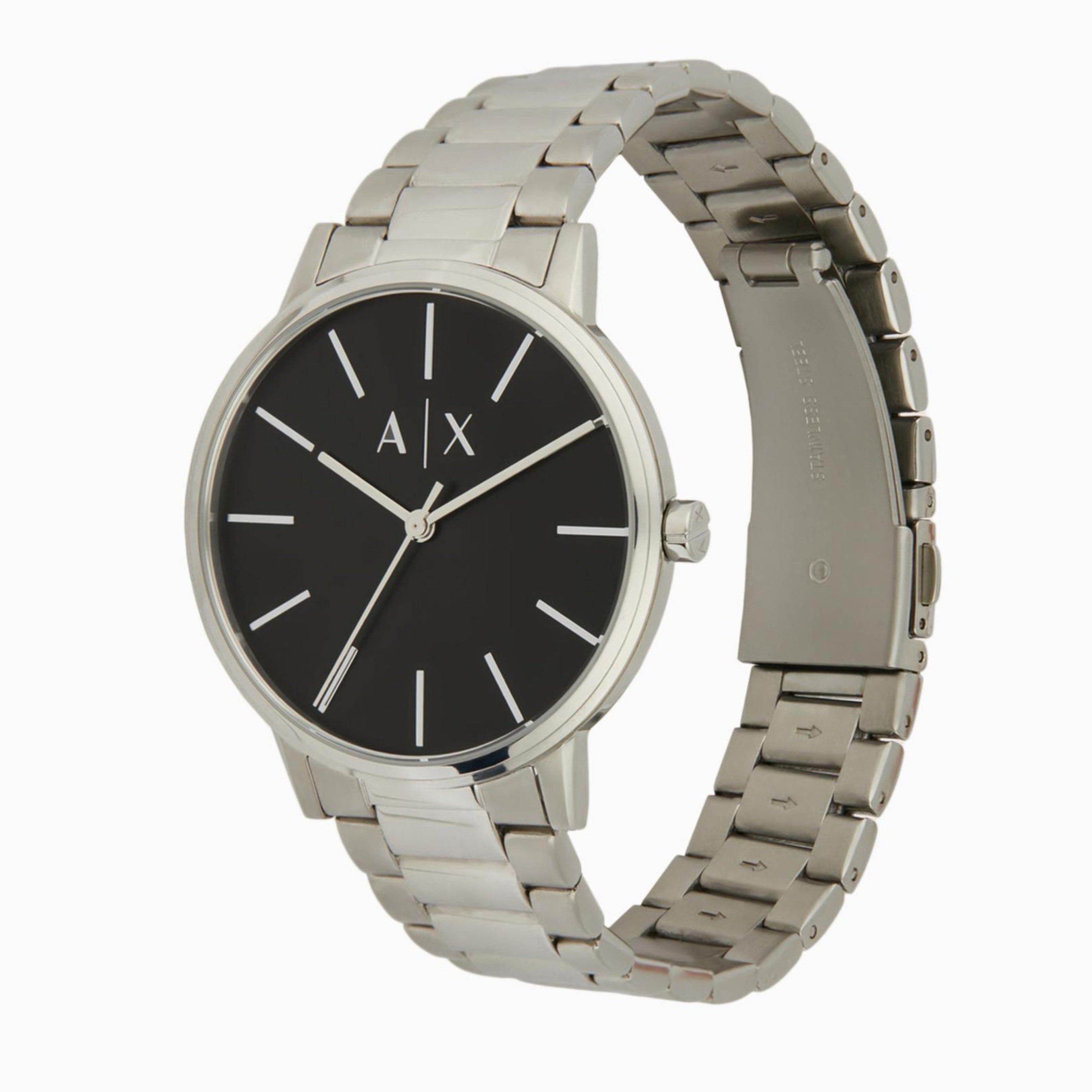 Armani Exchange Cayde AX2700 Men's Analog Watch – Black Dial with Silver Stainless Steel Bracelet