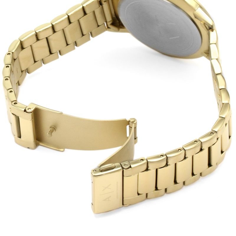 Armani Exchange Cayde AX2707 Men's Analog Watch – Gold Dial with Coordinated Gold Stainless Steel Strap