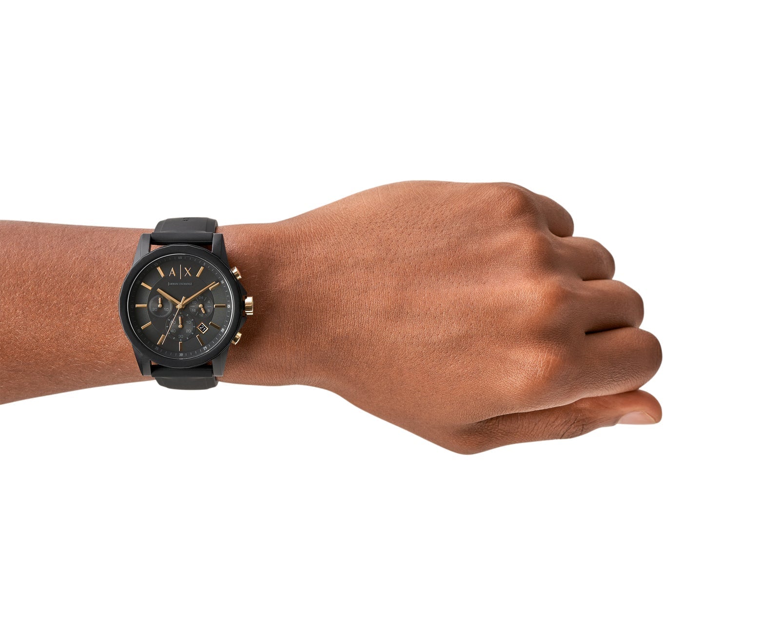 Armani Exchange Outerbanks AX7105 Men's Chronograph Watch – Black Dial with Black Stainless Steel Strap