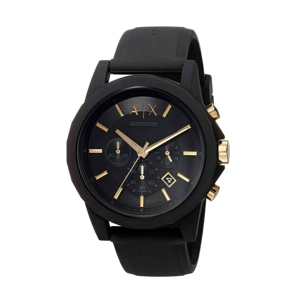 Armani Exchange Outerbanks AX7105 Men's Chronograph Watch – Black Dial with Black Stainless Steel Strap