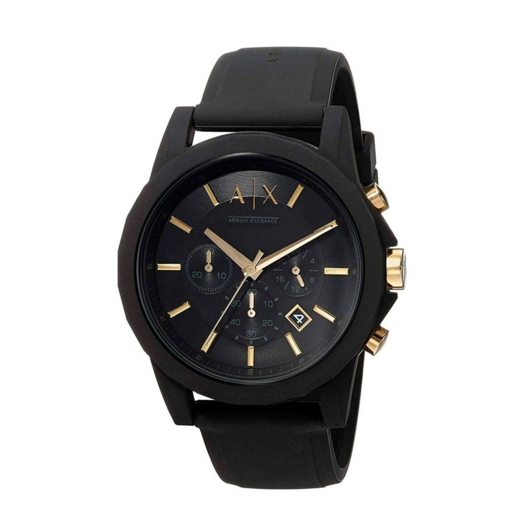 Armani Exchange Outerbanks AX7105 Men's Chronograph Watch – Black Dial with Black Stainless Steel Strap