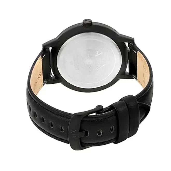 Armani Exchange Cayde AX7120 Men's Analog Watch – Black Dial with Black Leather Strap
