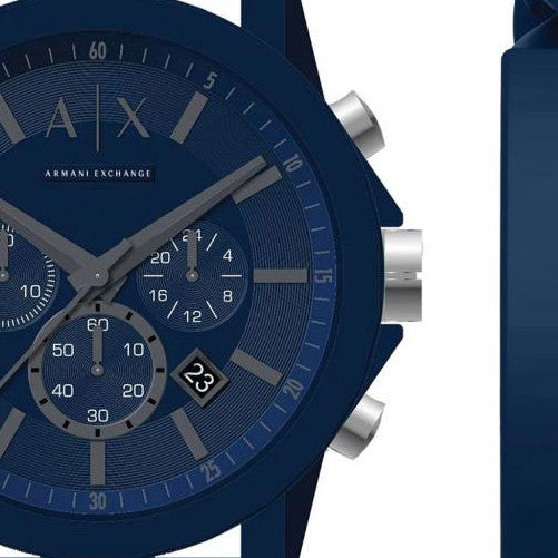 Armani Exchange Outerbanks AX7128 Men's Chronograph Watch – Blue Dial with Blue Silicone Strap