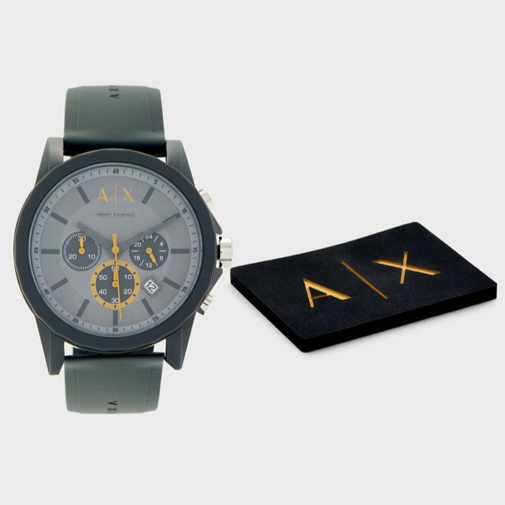 Armani Exchange Outerbanks AX7123 Men's Chronograph Watch – Grey Dial with Grey Silicone Strap