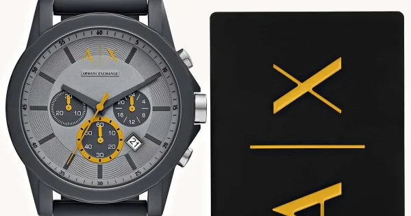 Armani Exchange Outerbanks AX7123 Men's Chronograph Watch – Grey Dial with Grey Silicone Strap
