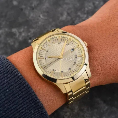 Armani Exchange Hampton AX2415 Men's Chronograph – Gold Dial with Matching Gold-Tone Stainless Steel Bracelet