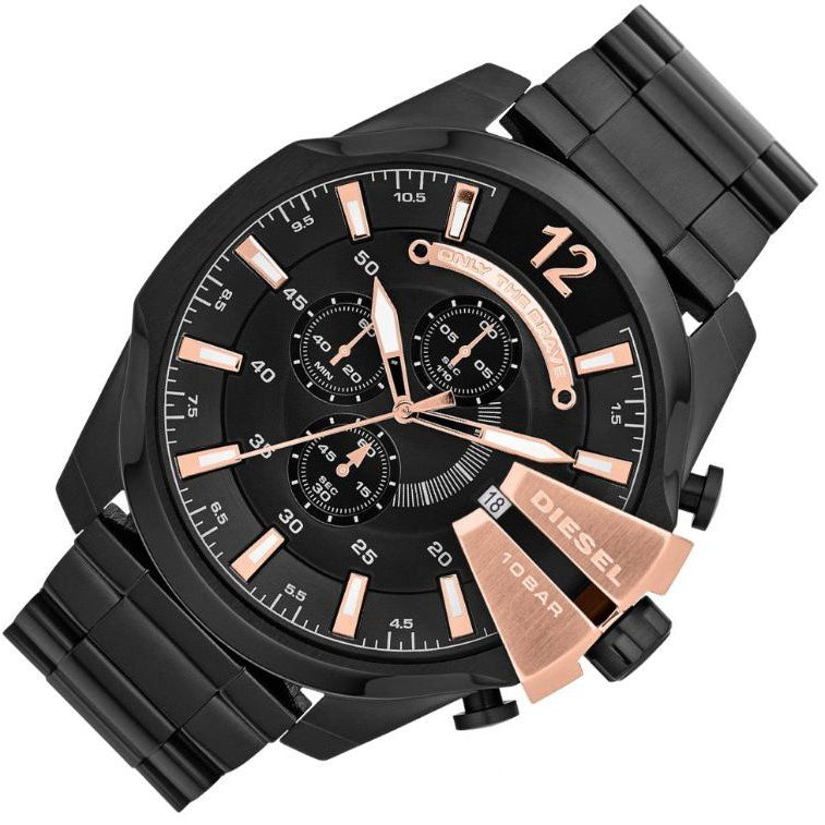 Diesel DZ4309 Mega Chief Chronograph Men's Watch – Black Dial & Black Stainless Steel Strap