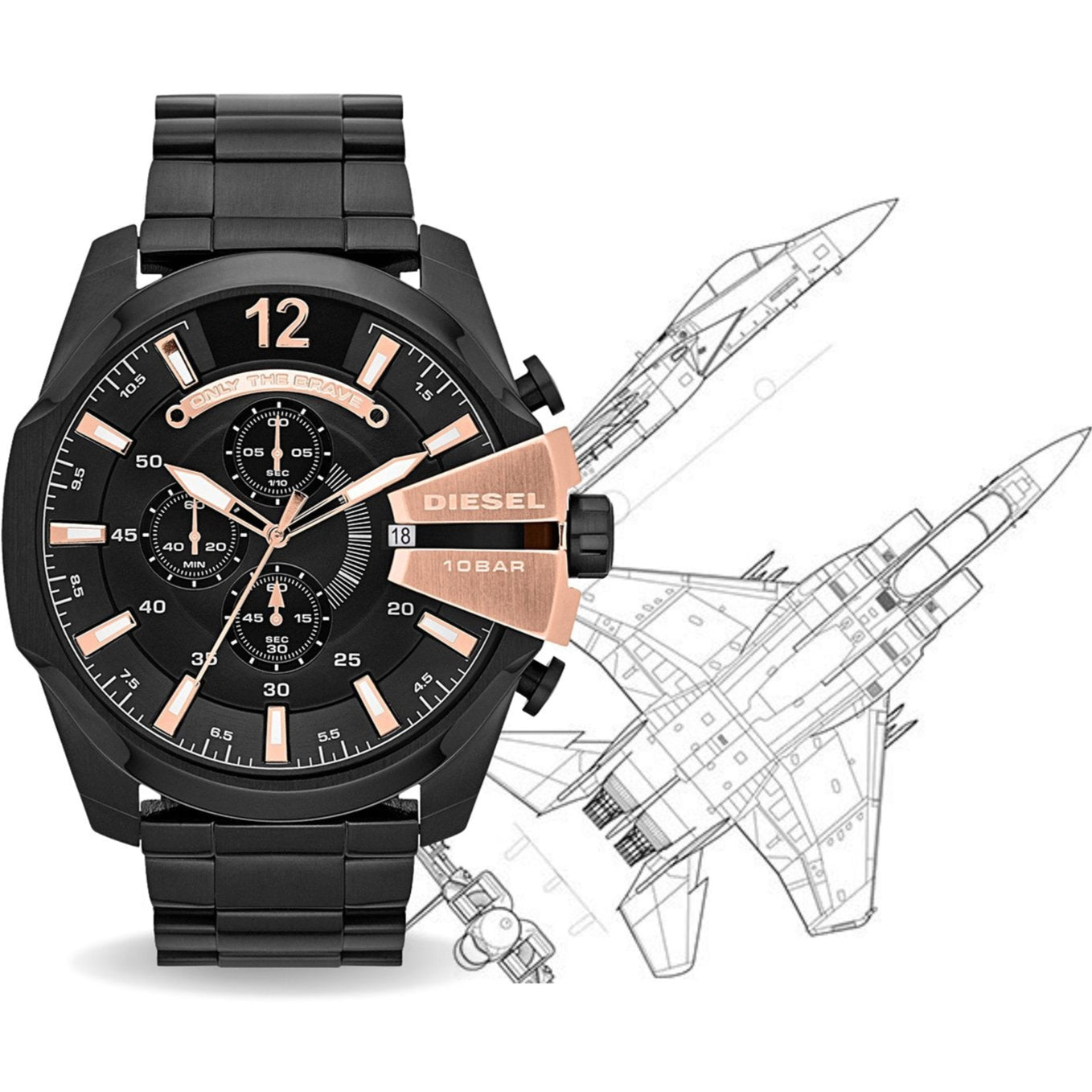 Diesel DZ4309 Mega Chief Chronograph Men's Watch – Black Dial & Black Stainless Steel Strap