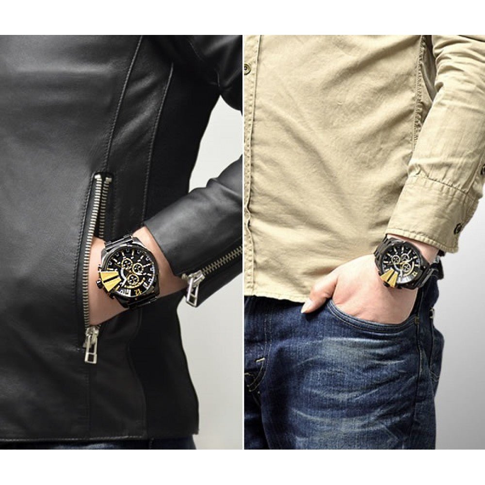 Diesel DZ4338 Mega Chief Chronograph Men's Watch – Black Dial & Black Stainless Steel Strap