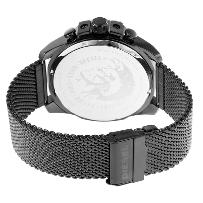 Diesel DZ4527 Mega Chief Chronograph Men's Watch – Black Dial & Black Mesh Strap