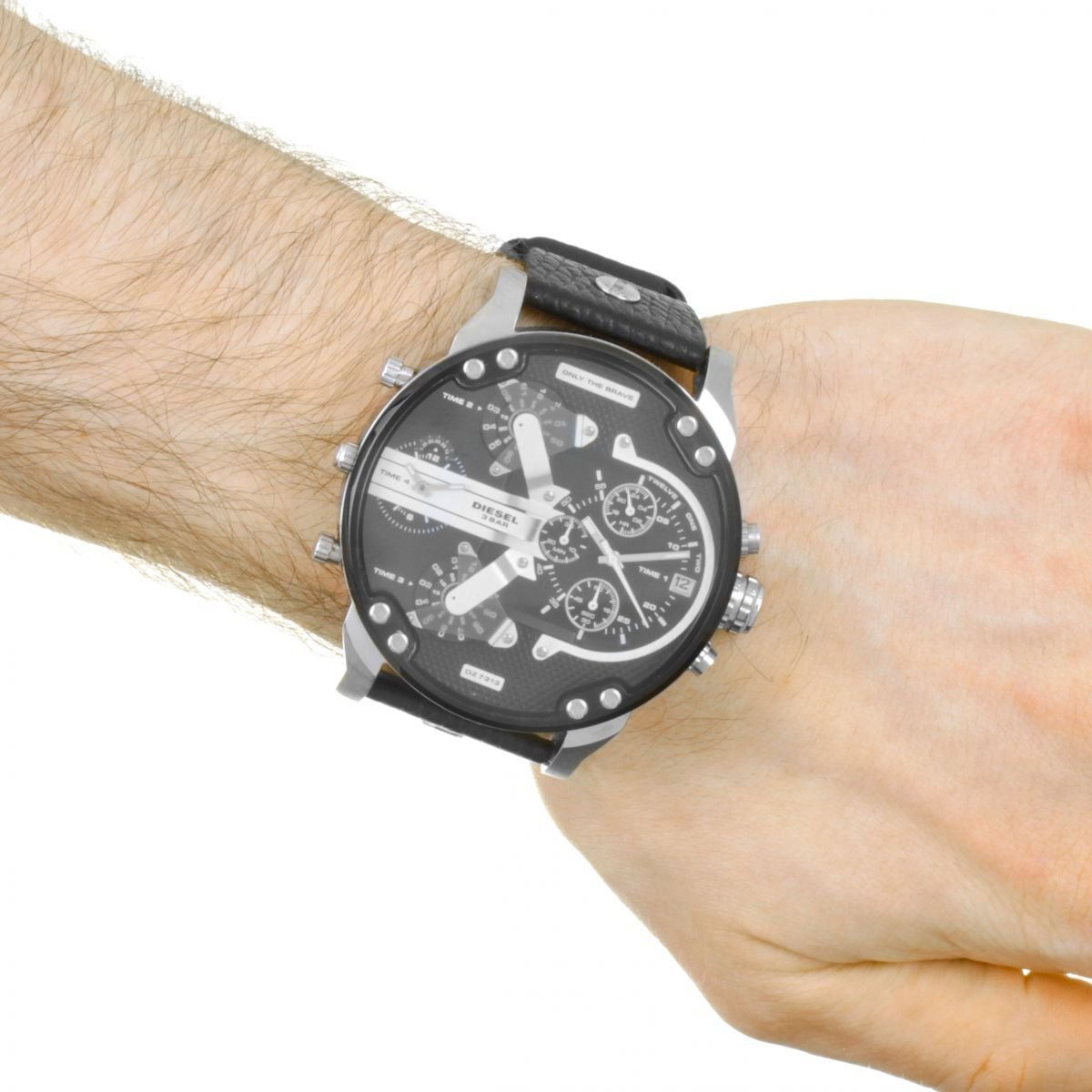 Diesel DZ7313 Mr. Daddy Chronograph Men's Watch – Black Dial & Black Leather Strap
