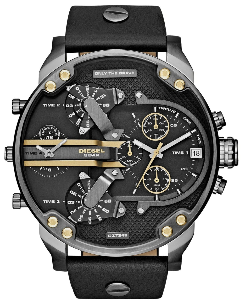 Diesel DZ7348 Mr. Daddy 2.0 Chronograph Men's Watch – Black Dial & Black Leather Strap