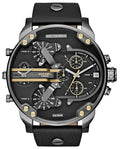 Diesel DZ7348 Mr. Daddy 2.0 Chronograph Men's Watch – Black Dial & Black Leather Strap