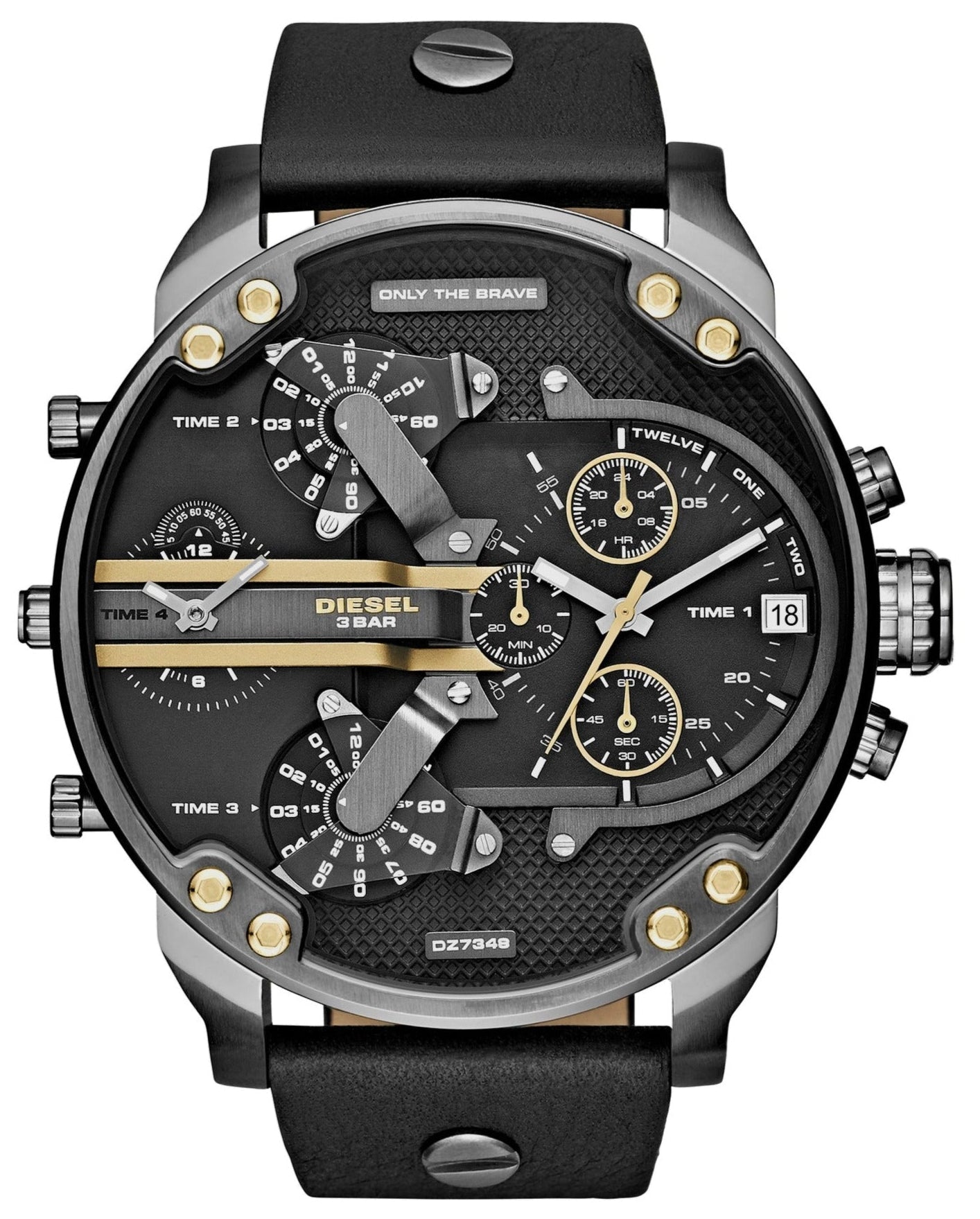 Diesel DZ7348 Mr. Daddy 2.0 Chronograph Men's Watch – Black Dial & Black Leather Strap