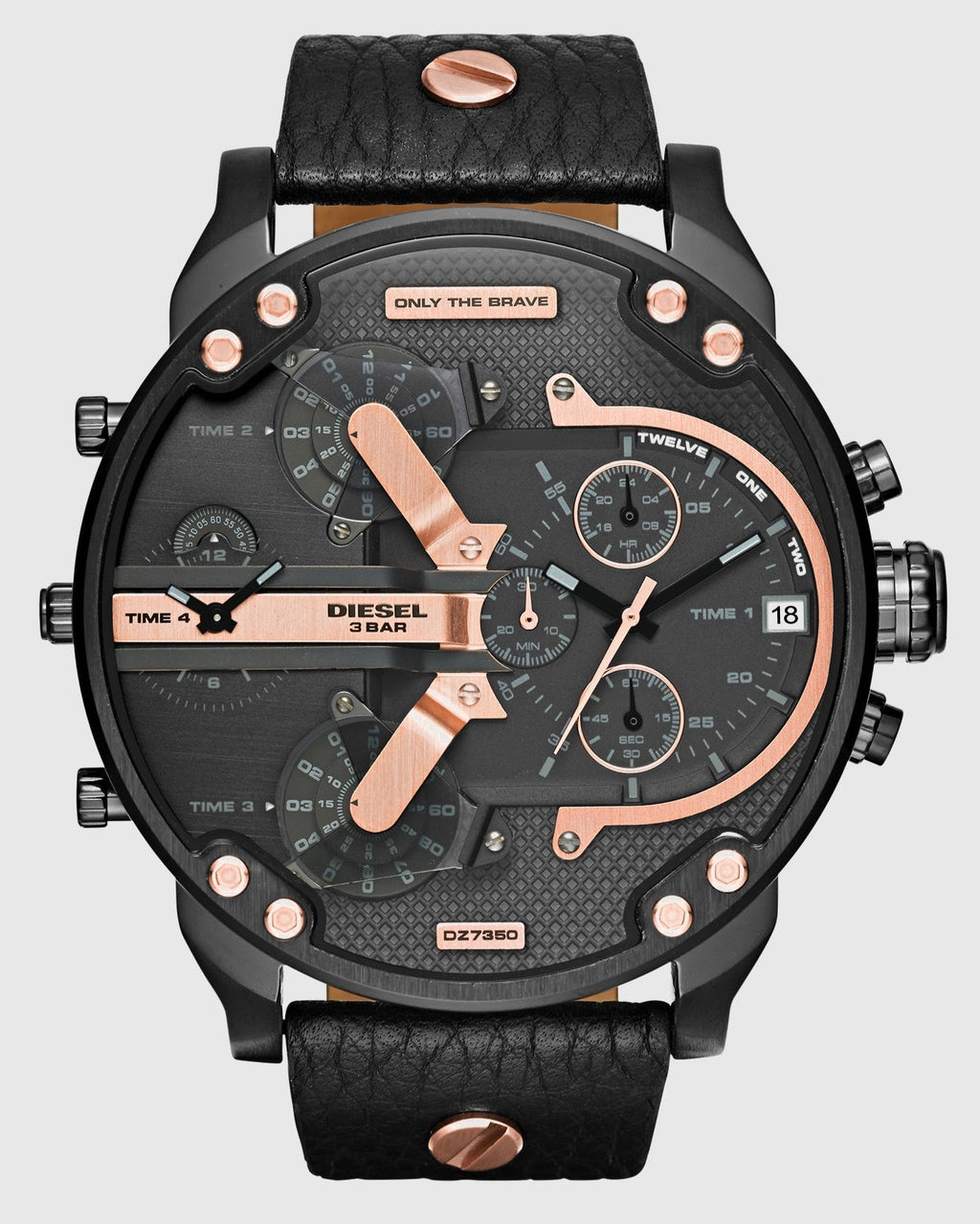 Diesel DZ7350 Mr. Daddy 2.0 Chronograph Men's Watch – Black Dial & Black Leather Strap