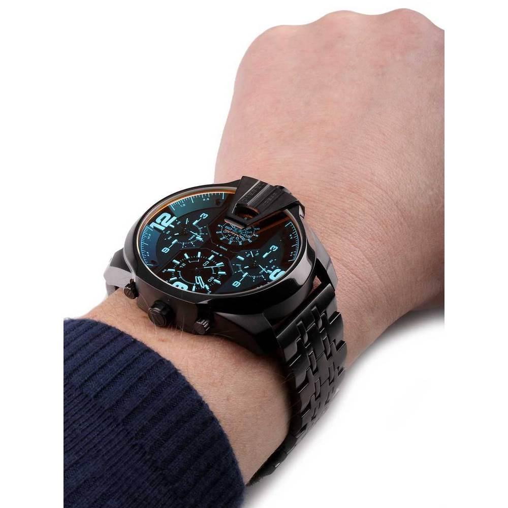 Diesel DZ7373 Uber Chief Chronograph Men's Watch – Red Dial & Black Steel Strap