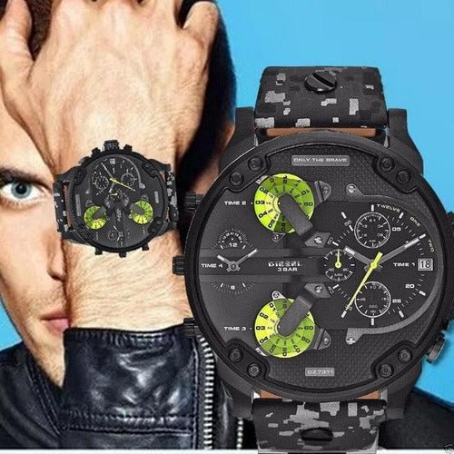 Diesel DZ7311 Big Daddy Chronograph Men's Watch – Black Dial & Black Leather Strap