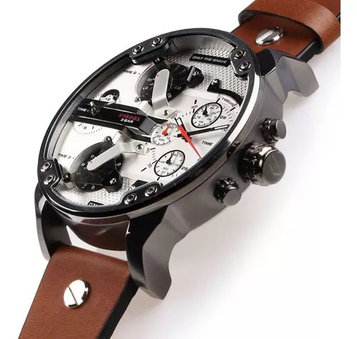 Diesel DZ7394 Mr. Daddy 2.0 Chronograph Men's Watch – Silver Dial & Brown Leather Strap