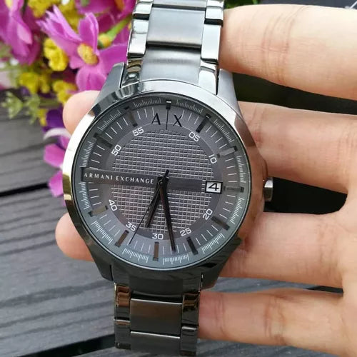 Armani Exchange Hampton AX2135 Men's Chronograph Watch – Grey Dial with Coordinated Grey Stainless Steel Strap