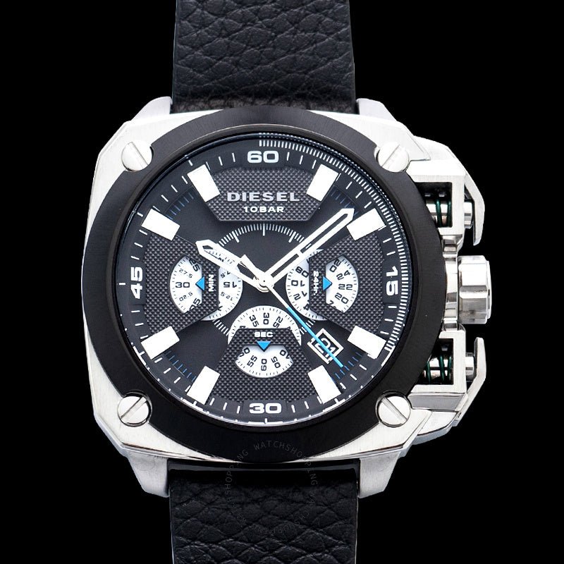 Diesel DZ7345 BAMF Chronograph Men's Watch – Black Dial & Black Leather Strap