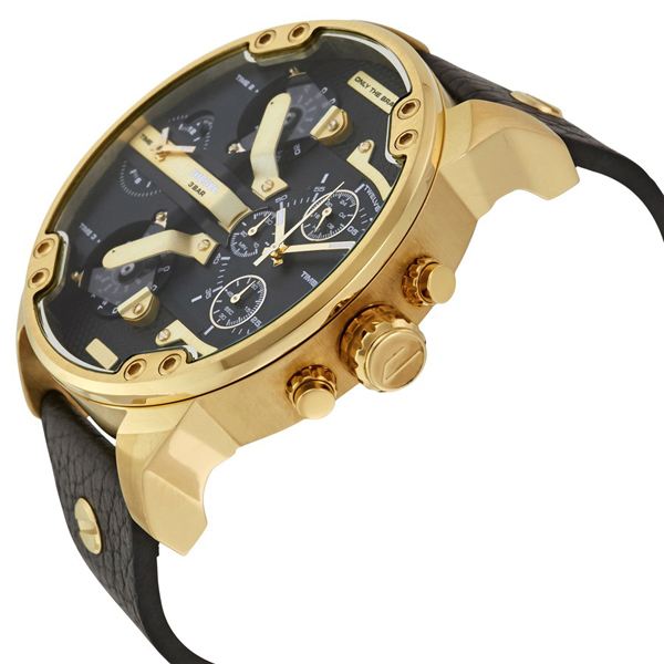 Diesel DZ7371 Mr. Daddy Chronograph Men's Watch – Black Dial & Black Leather Strap