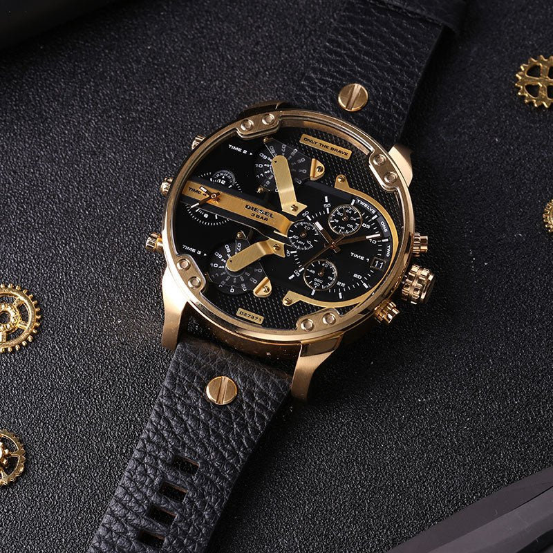 Diesel DZ7371 Mr. Daddy Chronograph Men's Watch – Black Dial & Black Leather Strap