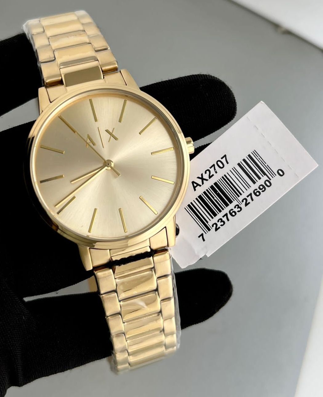 Armani Exchange Cayde AX2707 Men's Analog Watch – Gold Dial with Coordinated Gold Stainless Steel Strap