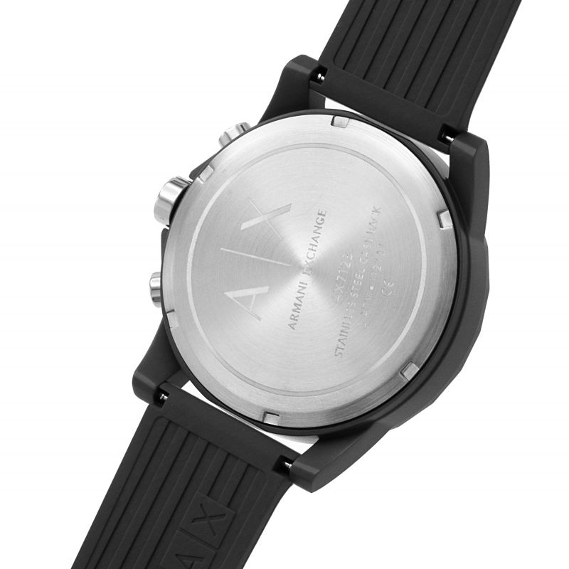 Armani Exchange Outerbanks AX1326 Men's Chronograph Watch – Black Dial with Black Silicone Strap