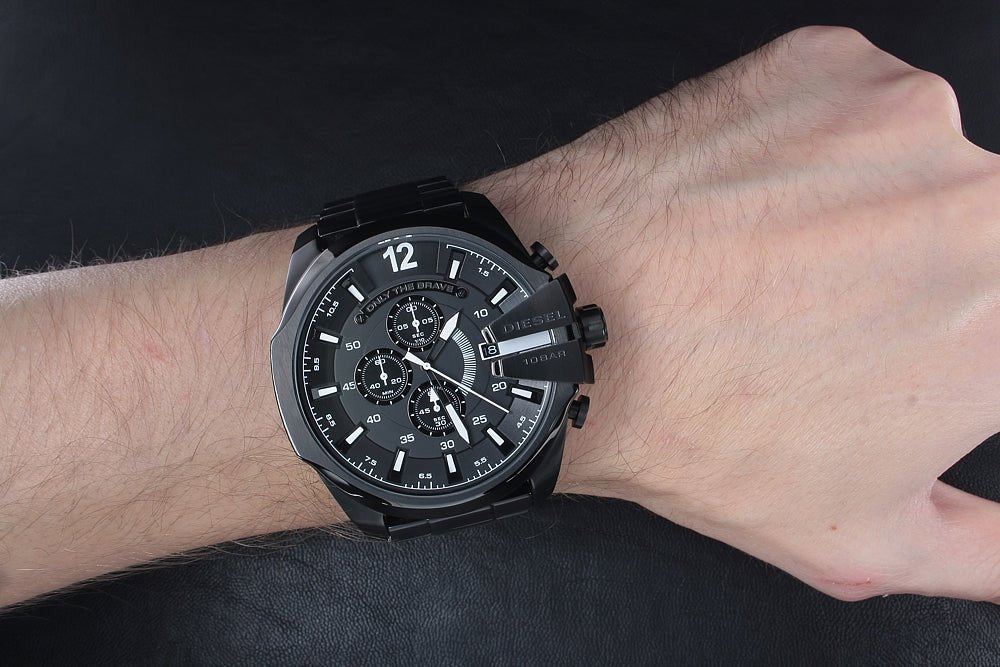 Diesel DZ4283 Mega Chief Chronograph Men's Watch – Black Dial & Black Steel Strap
