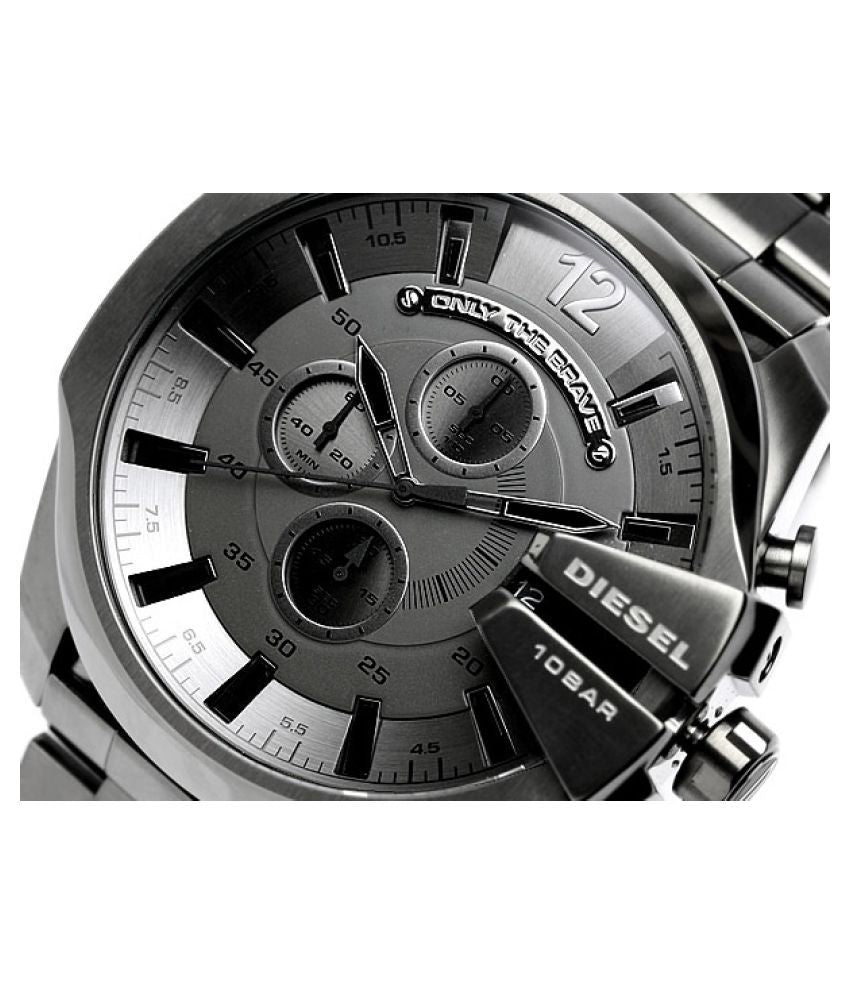 Diesel DZ4282 Mega Chief Chronograph Men's Watch – Grey Dial & Grey Stainless Steel Strap