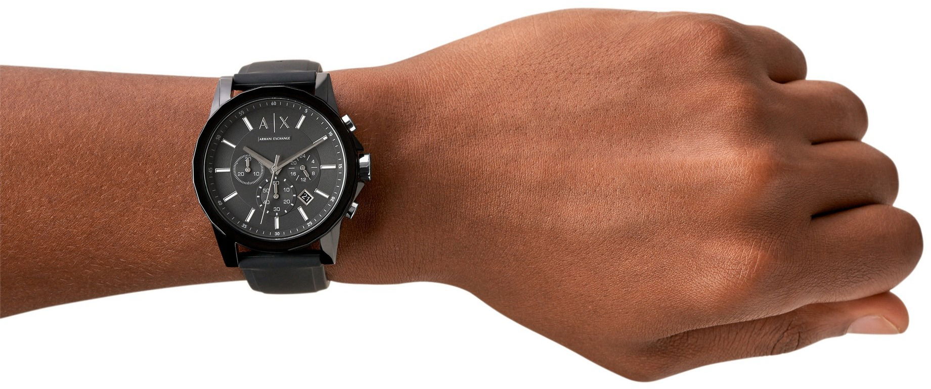 Armani Exchange Outerbanks AX1326 Men's Chronograph Watch – Black Dial with Black Silicone Strap