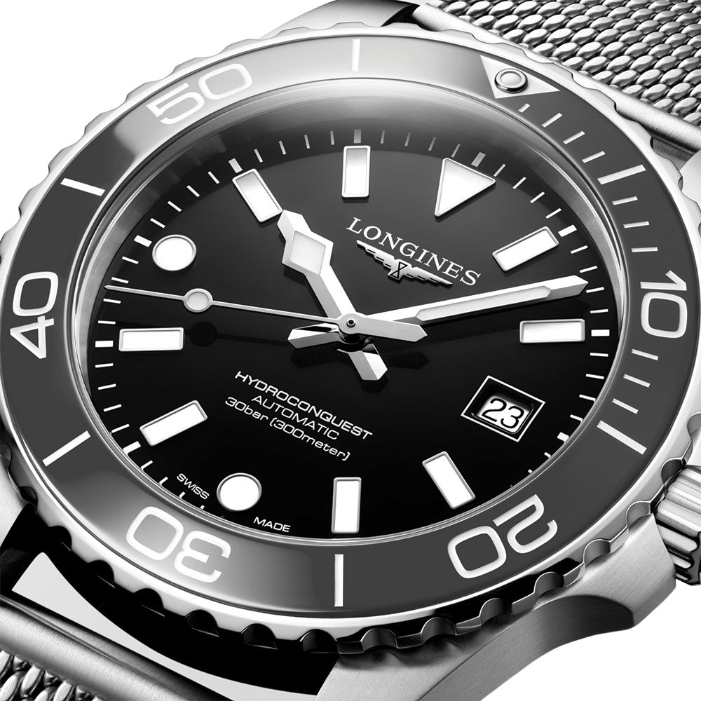 longines HydroConquest 42mm - Black on Mesh Bracelet