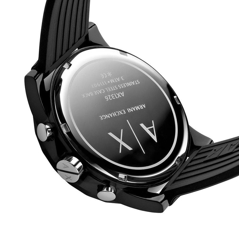 Armani Exchange Outerbanks AX1326 Men's Chronograph Watch – Black Dial with Black Silicone Strap