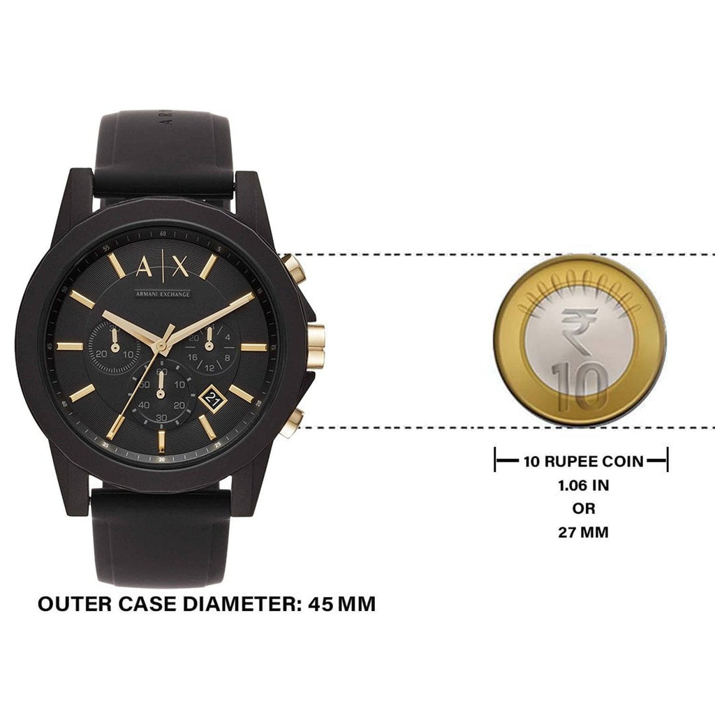 Armani Exchange Outerbanks AX7105 Men's Chronograph Watch – Black Dial with Black Stainless Steel Strap