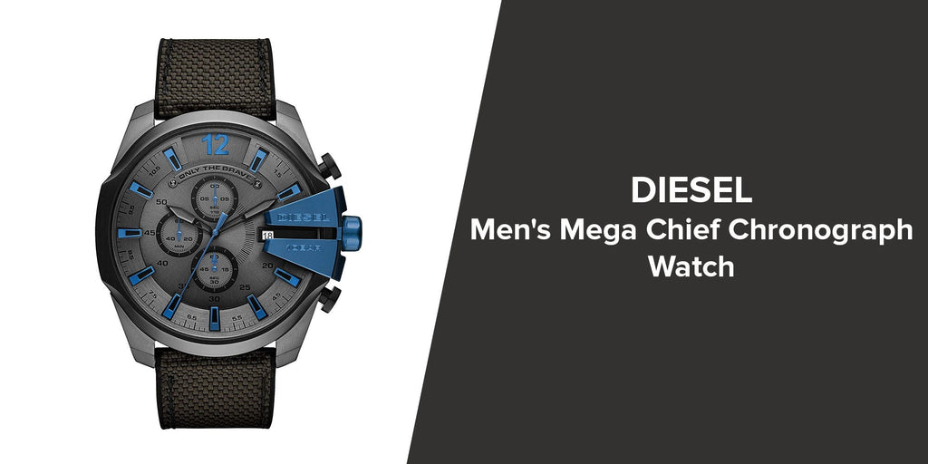 Diesel DZ4500 Mega Chief Chronograph Men's Watch – Black Dial & Black Nylon Strap