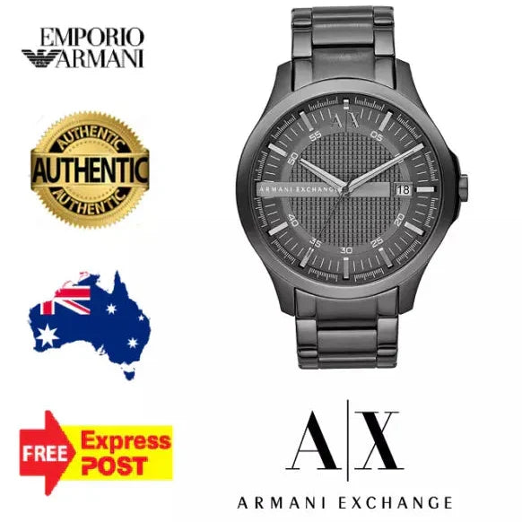 Armani Exchange Hampton AX2135 Men's Chronograph Watch – Grey Dial with Coordinated Grey Stainless Steel Strap