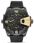 Diesel DZ7377 Uber Chief Two-Hand Men's Watch – Black Dial & Black Leather Strap