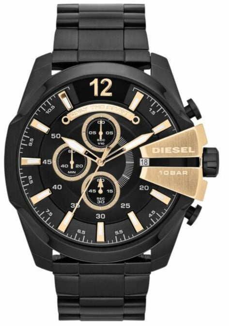Diesel DZ4338 Mega Chief Chronograph Men's Watch – Black Dial & Black Stainless Steel Strap