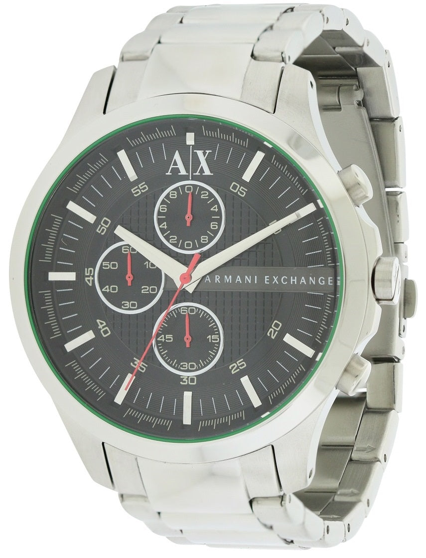 Armani Exchange Hampton AX2163 Men's Chronograph Watch – Black Dial with Silver Stainless Steel Strap
