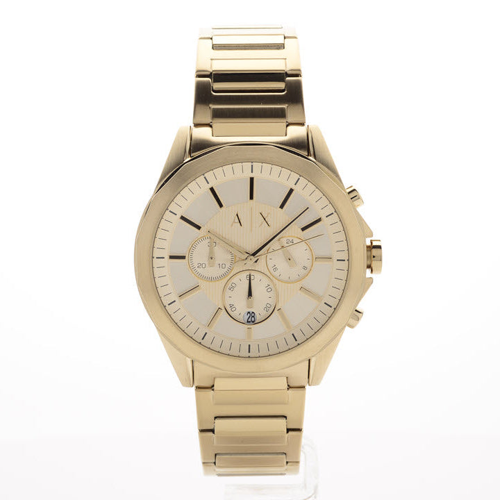 Armani Exchange Drexler AX2602 Men's Chronograph Watch – Gold Dial with Gold Stainless Steel Strap
