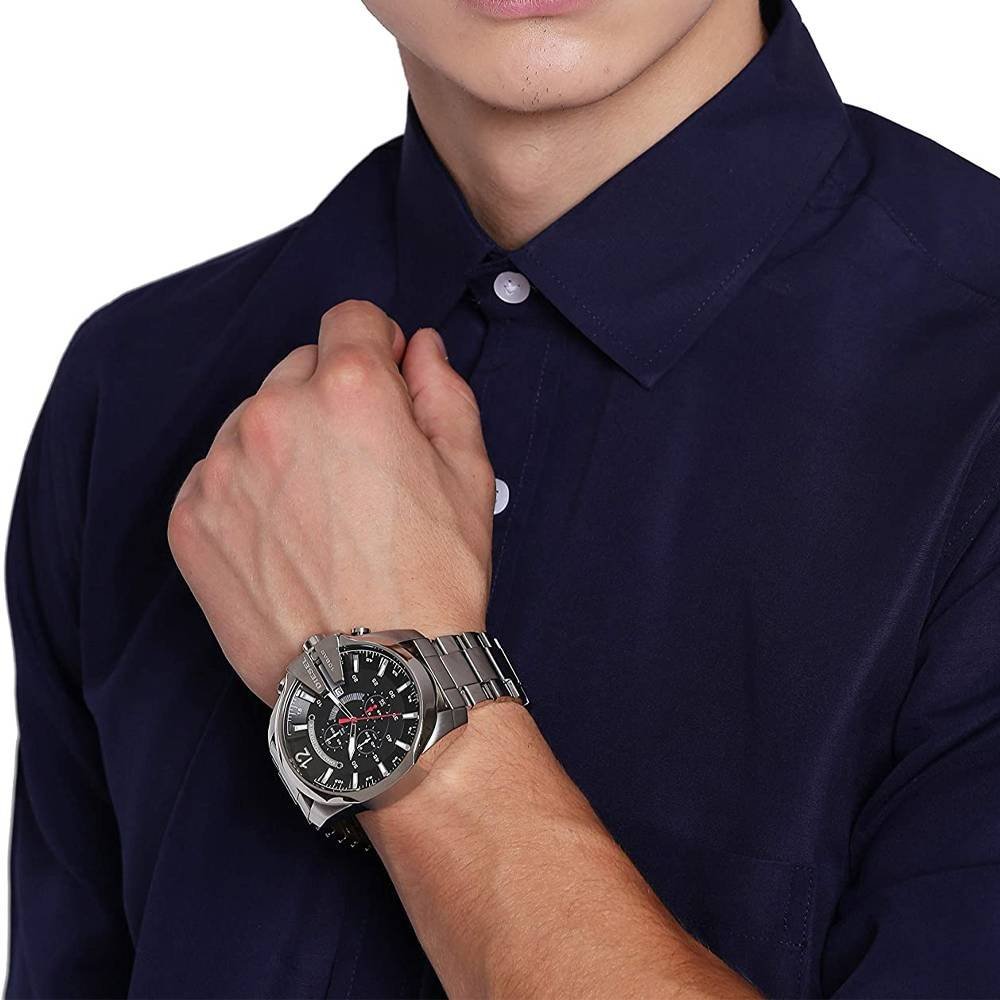 Diesel DZ4308 Mega Chief Chronograph Men's Watch – Black Dial & Silver Stainless Steel Strap